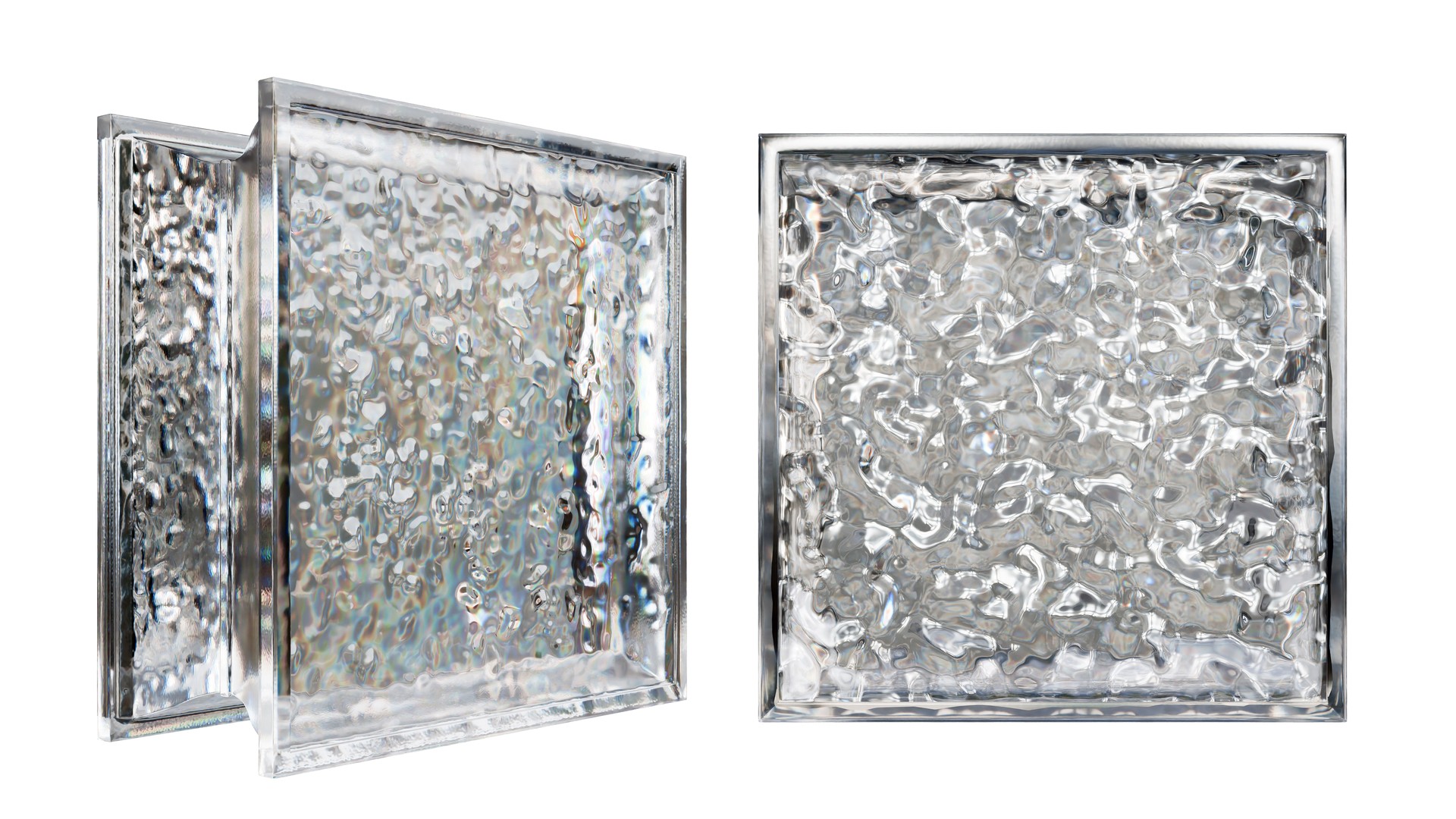 Transparent glass block, decorative abstract design texture