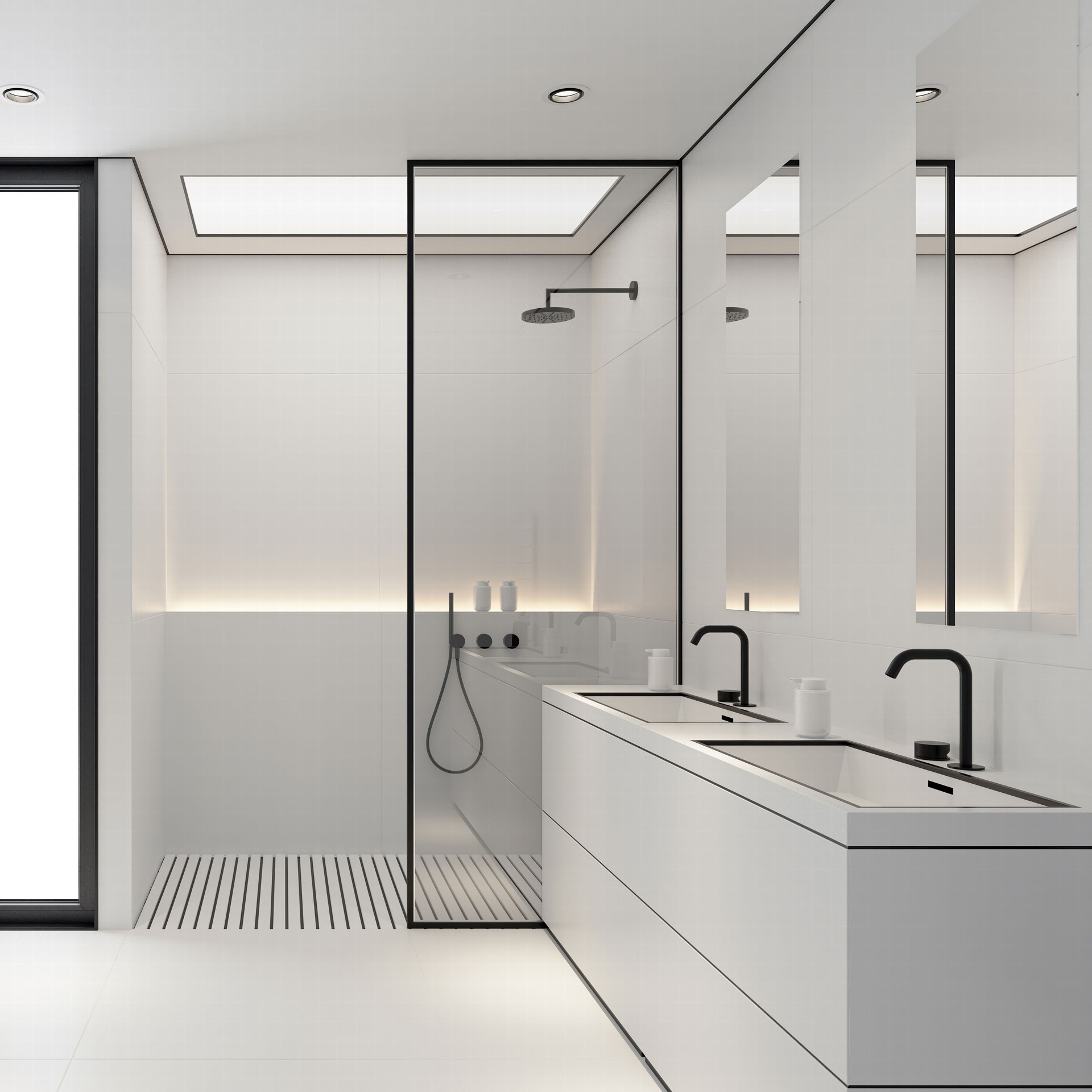 Minimalist All-White Bathroom with Modern Accents